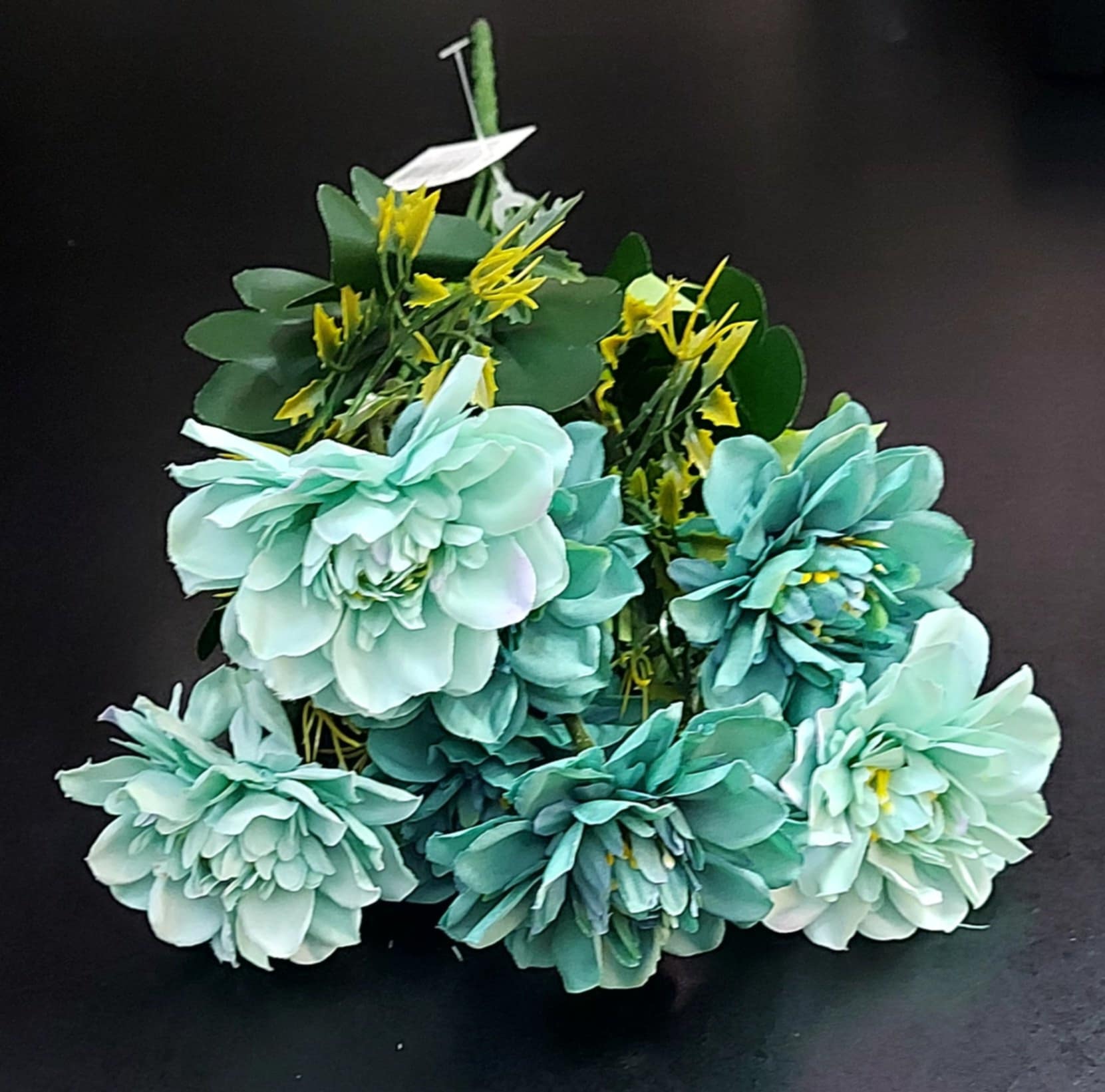 Buchet de dalii artificiale verde mentă – flori mici 33 cm